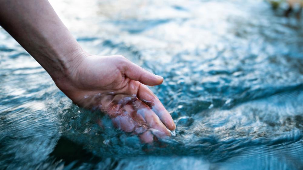 main dans l'eau